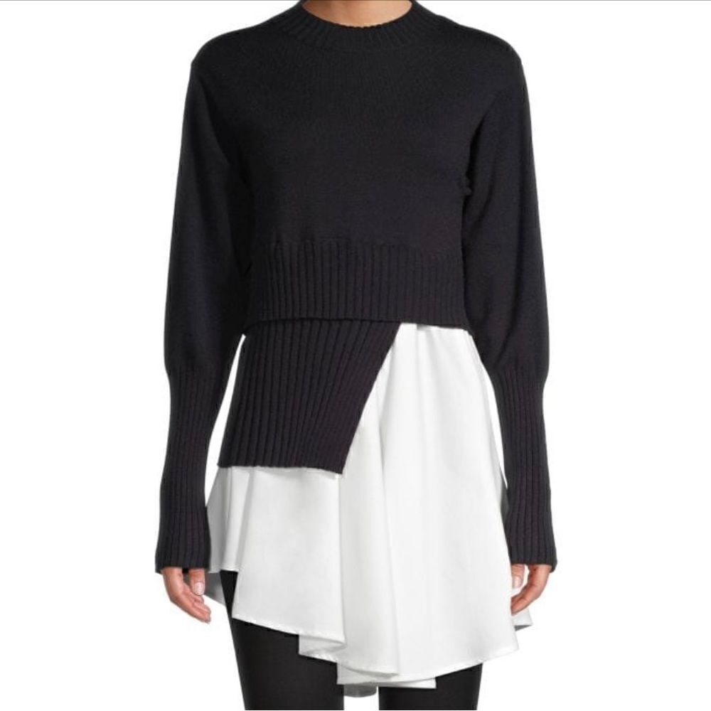 Avantlook Spliced Crewneck Sweater or Dress  - Blackwhite  size S
